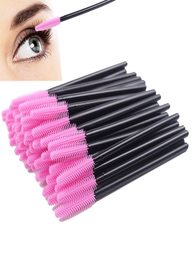 BIHRTC Pack of 100 One-Off Disposable Silicone Eyelash Mascara Brushes Wands Applicator Eyebrow Brush Makeup Tool Kit Set Deep pink - Image 5